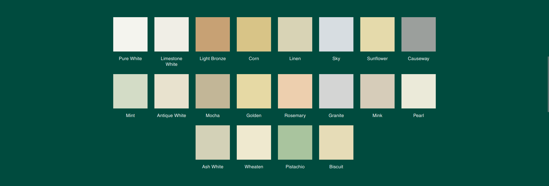 K Rend Thin Coat Colour Chart